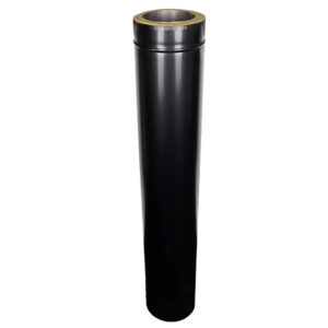Straight Length 1000mm Twin Wall Insulated Flue Pipe - 5" (125mm) - Black