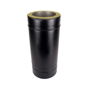 Adjustable Length 350mm-500mm Twin Wal Insulated Flue Pipe - 7" (175mm) - Black