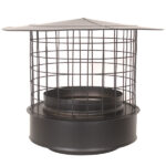 Rain Cap With Birdguard - Twin Wall Flue Pipe - 8" (200mm) - Black