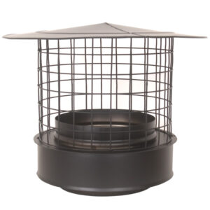 Rain Cap With Birdguard For Twin Wall Flue Pipe - 7" (175mm) -Black