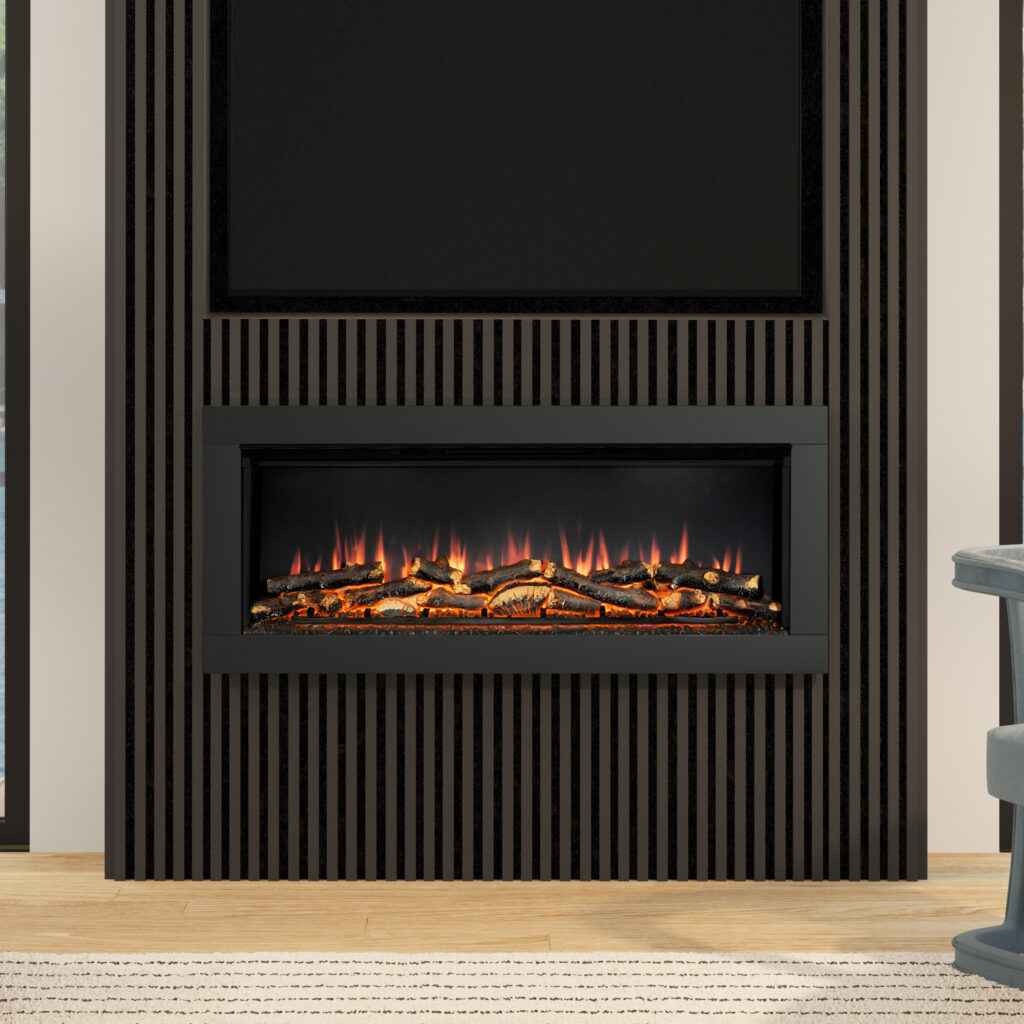 Image on Glowing Embers - UK Fireplaces and Stoves - Avella Grande Matt Black closeup
