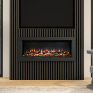 Be Modern Avella Grande Wall Mounted Electric Fire - Matt Black