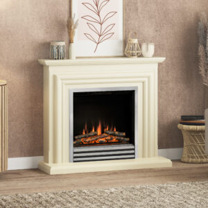 Be Modern Carina 44" Ivory Electric Fireplace - Chrome Fire Finish