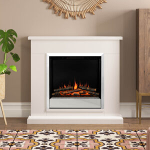Be Modern Elsham 40" Pearlescent Cashmere Electric Fireplace - Chrome Fire Finish