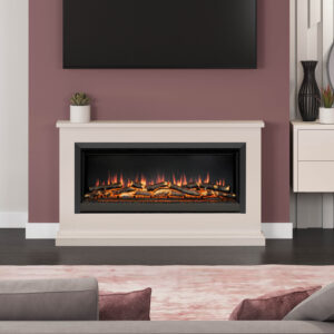 Be Modern Hansford Grande 52"  Pearlescent Cashmere Electric Fireplace - Anthracite Fire Finish
