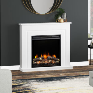 Be Modern Orwell 48" Ash White Electric Fireplace - Glass Fire Finish