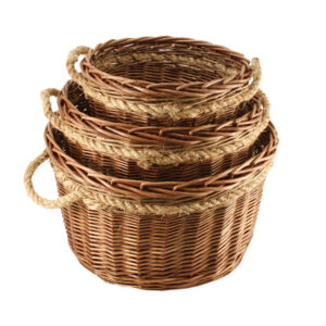 Set Of 3 Willow Round Log Baskets