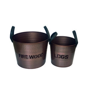 Set Of 2 Hammer Logs/Fire Wood Cutout Log Carriers - Copper (Discontinued)