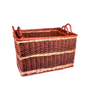 Set Of 2 Rectangular Log Baskets - Full Buff