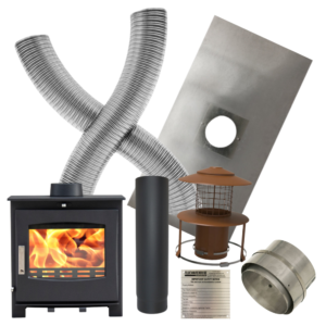 Woolly Mammoth 8 – 8kw Defra Multifuel Stove MK3 & Flue Liner Installation Kit